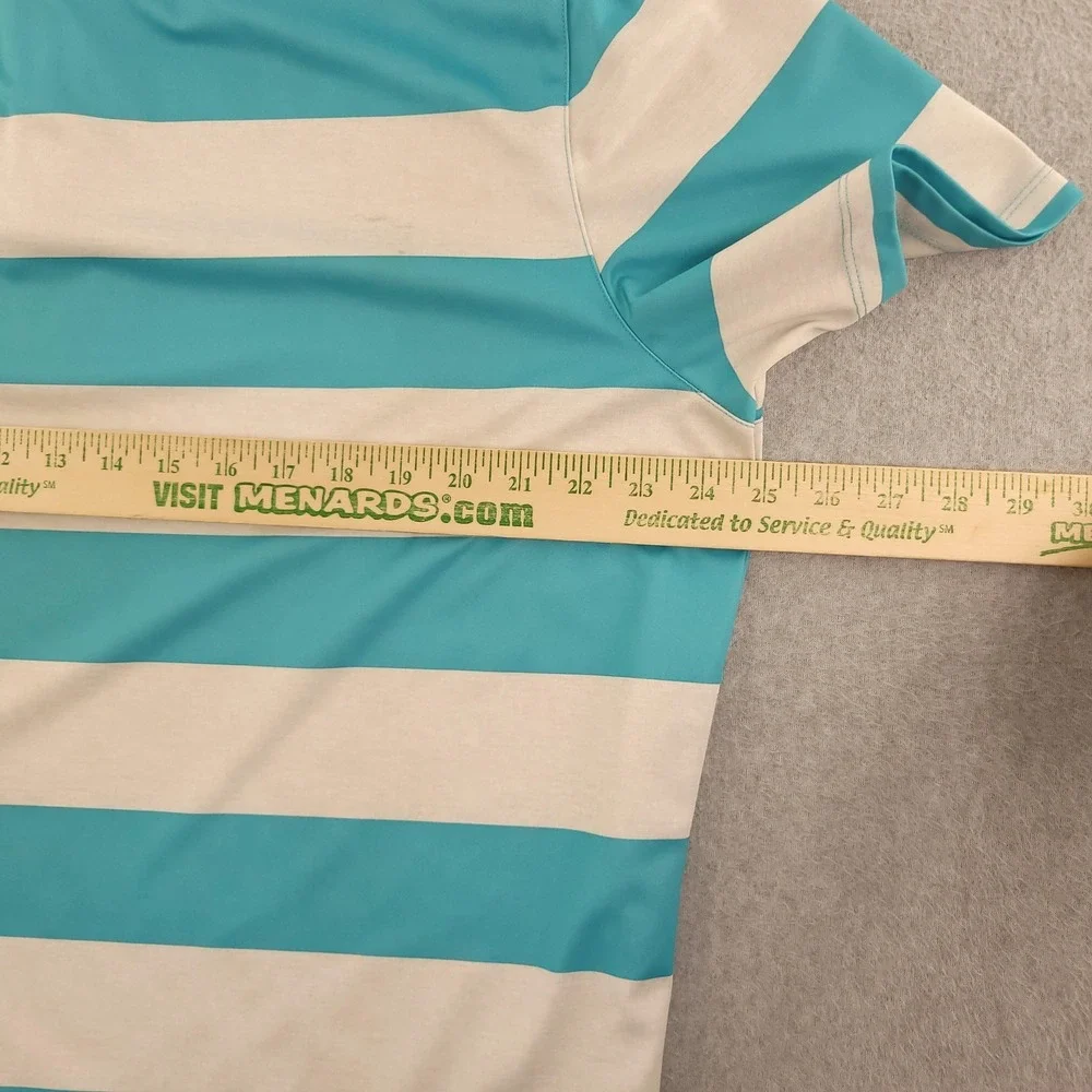 Nike Golf Dri-FIT Polo Shirt Mens XL Blue White Stripe Lake Arrowhead Top